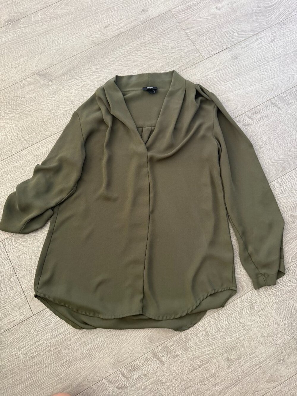 Mossimo Supply Co. Olive Green Draped Long Sleeve Blouse Size XS